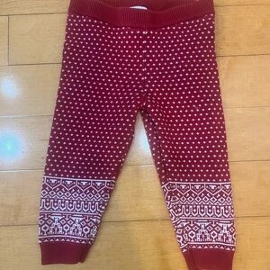 Red and White Patterned Knit Leggings